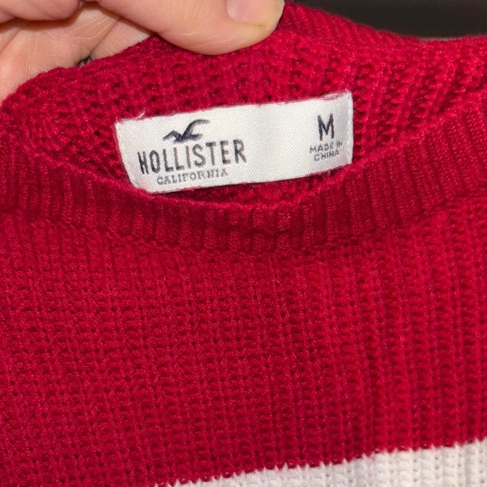 Hollister Red and White Striped Sweater women’s size small